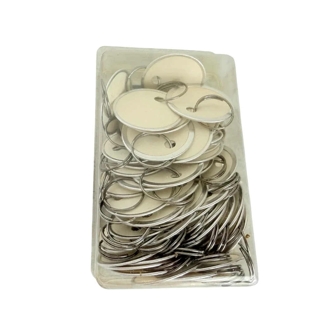 Dennison Key Tags Unisex 50 Pack White New Vintage Metal Rimmed Round 11-025